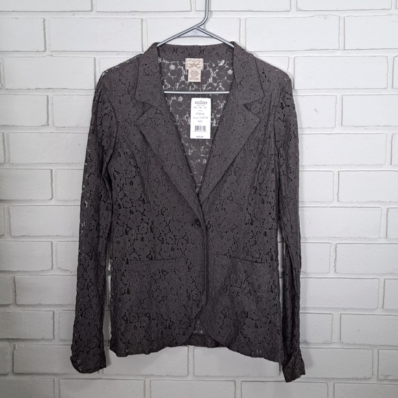 Eyelash Couture Gray Long Sleeve Button Up Blouse. Size Large NWT - Picture 7 of 9